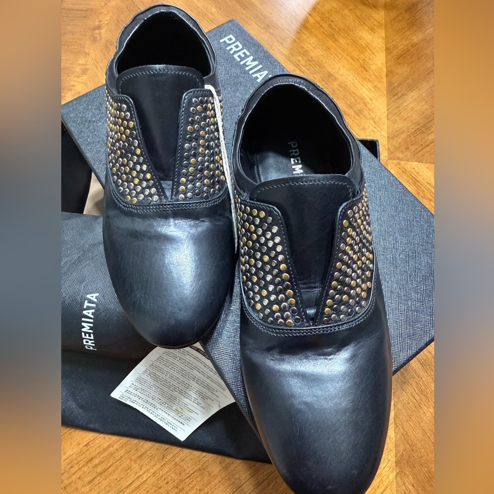 Premiata Black Leather Shoes with Gold Accents - Picture 3 of 13